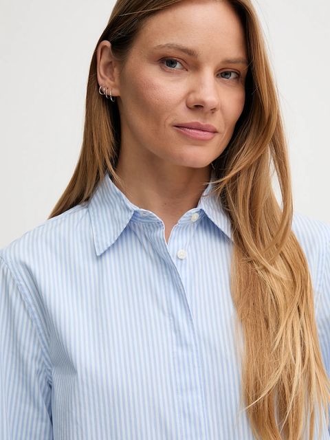 United Colors of Benetton koszula bawełniana damska kolor niebieski regular z kołnierzykiem klasycznym 59T7DQ0BH