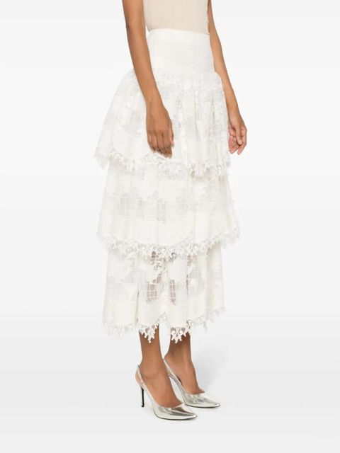 ZIMMERMANN lace-detailing high-waist skirt - White