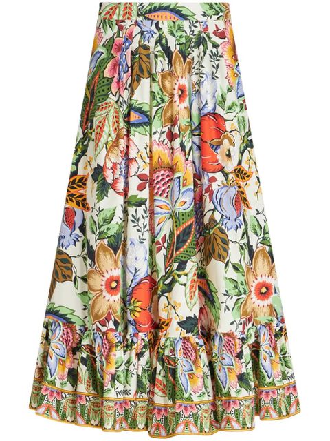 ETRO floral-print pleated midi skirt - White - zdjęcie produktu nr 1