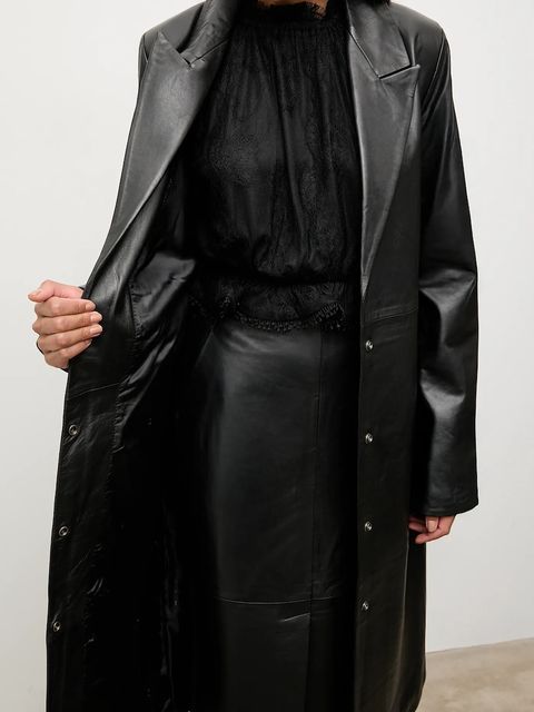 Answear.LAB płaszcz skórzany kolor czarny