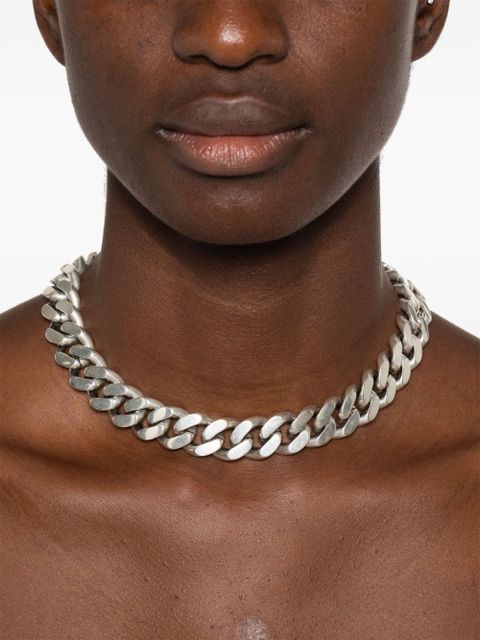 Saint Laurent logo-engraved necklace - Silver