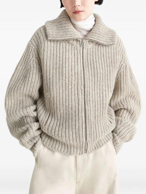 LEMAIRE ribbed high-neck zip cardigan - Neutrals