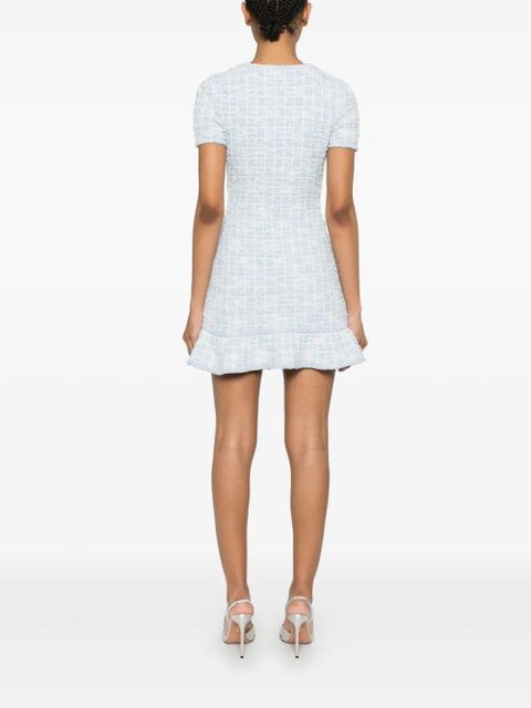 Self-Portrait check-knit mini dress - Blue