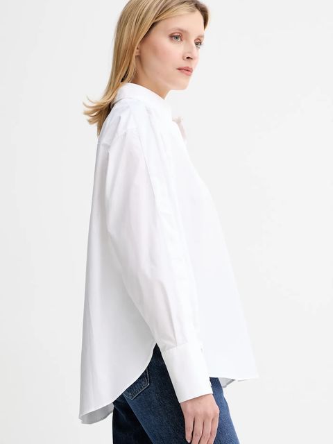 BOSS koszula bawełniana damska kolor biały relaxed z kołnierzykiem klasycznym 50548455
