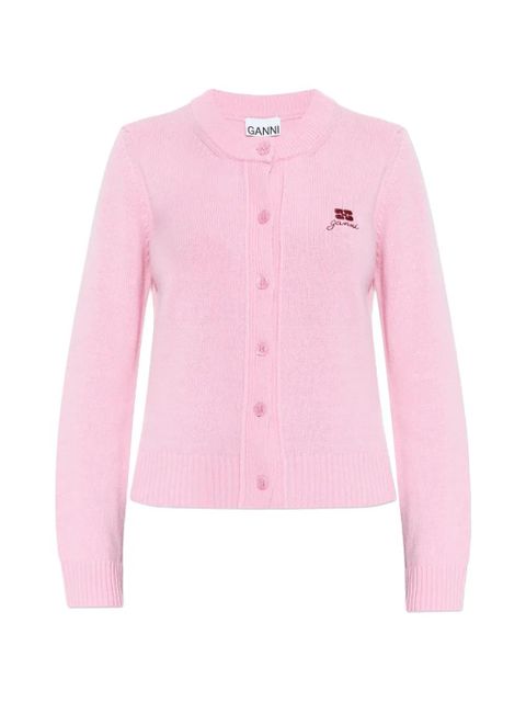 GANNI embroidered buttoned cardigan - Pink - zdjęcie produktu nr 1