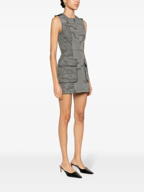 Marine Serre Regenerated camouflage mini dress - Grey