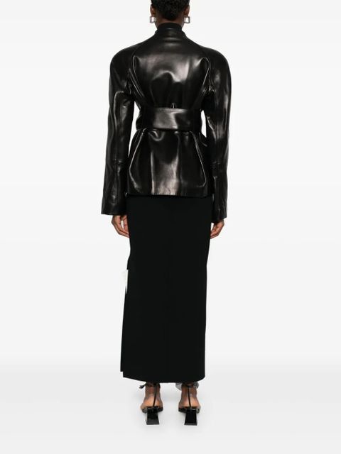 KHAITE leather belted jacket - Black