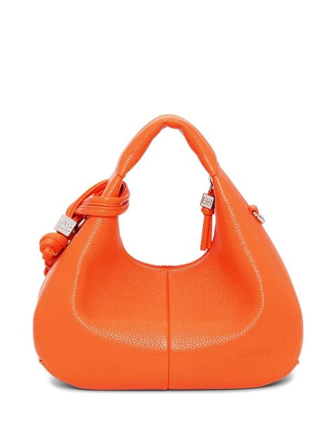 GANNI mini textured leather tote bag - Orange
