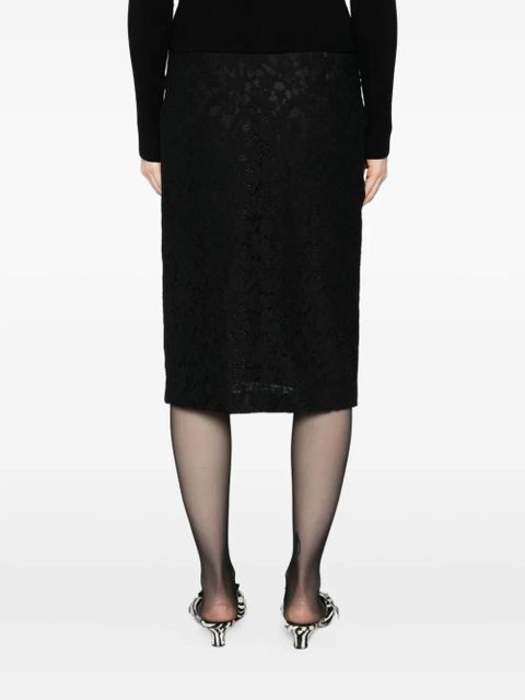 Blumarine lace-floral midi skirt - Black