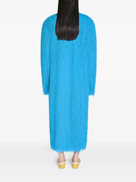 DRIES VAN NOTEN fringed V-neck coat - Blue