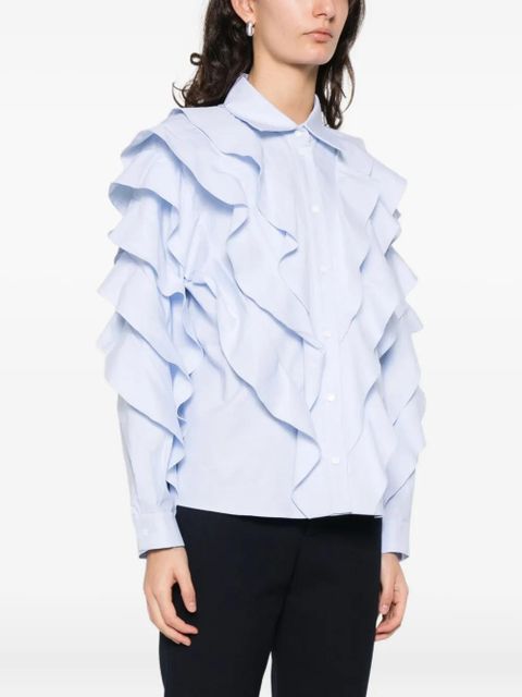 SANDRO ruffled cotton shirt - Blue