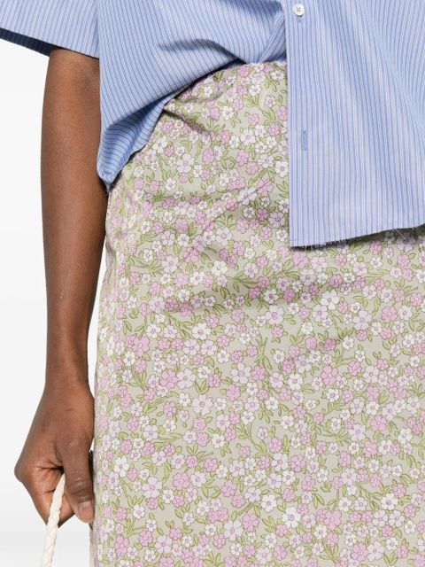 Prada floral-detail midi skirt - Neutrals
