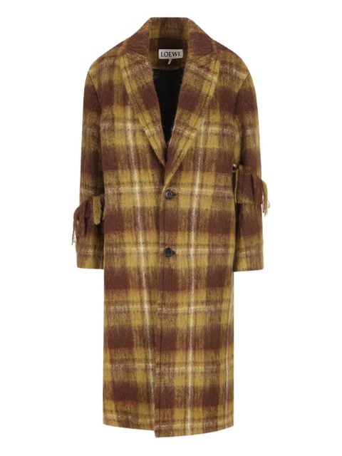 LOEWE plaid fringed coat - Brown - zdjęcie produktu nr 1