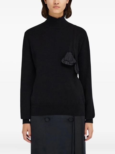 Ferragamo pleated-tassel sweater - Black