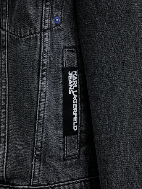Karl Lagerfeld Jeans kurtka jeansowa bawełniana kolor szary przejściowa A3W14063
