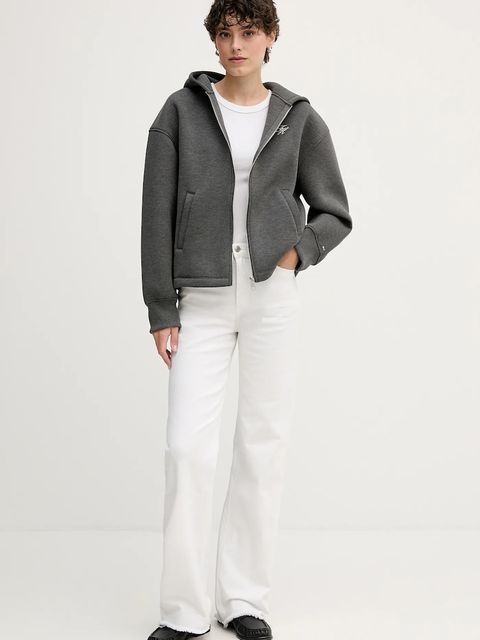 Tommy Hilfiger bluza damska kolor szary z kapturem gładka WW0WW46815