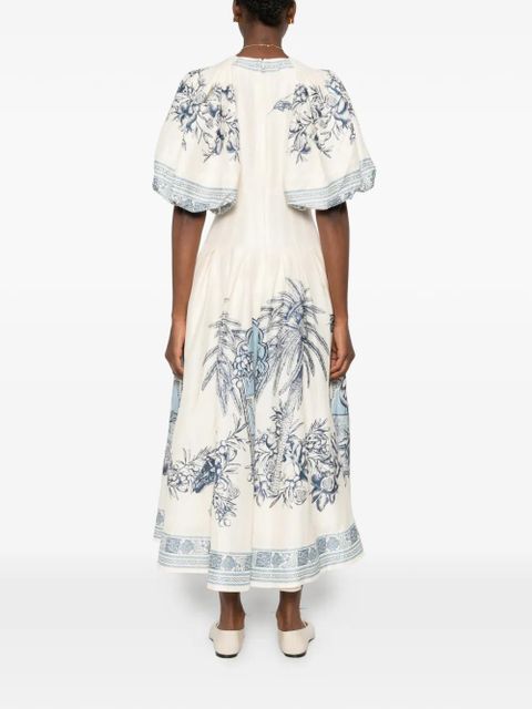 ALEMAIS V-neck patterned mini dress - Neutrals