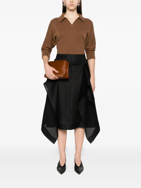 KHAITE Nina ruffled silk skirt - Black