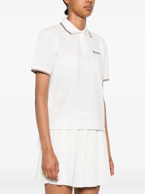 Miu Miu logo-embroidered polo shirt - White