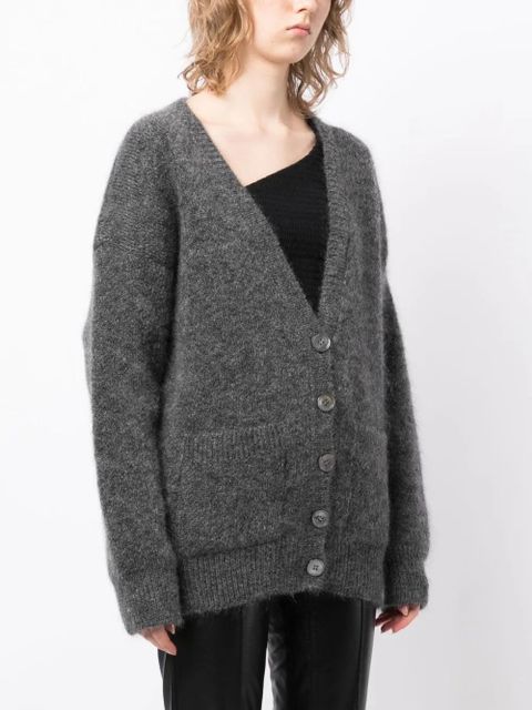 Alessandra Rich bear-intarsia knitted cardigan - Grey