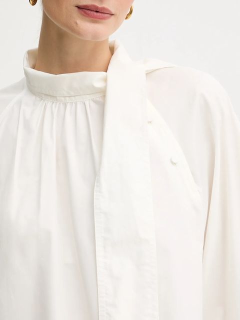 Weekend Max Mara bluzka bawełniana BURGOS damska kolor beżowy gładka 2525116013600