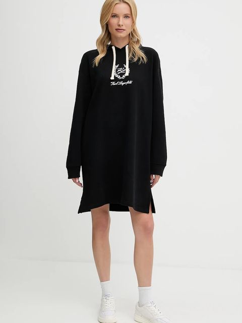 Karl Lagerfeld sukienka bawełniana HOTEL KARL kolor czarny mini oversize A3W44010 - zdjęcie produktu nr 2
