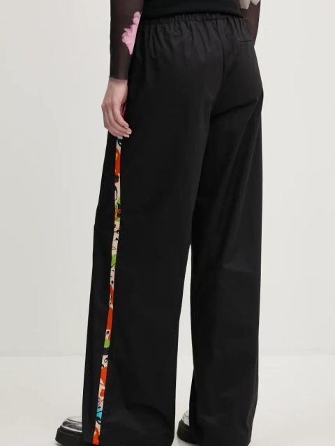 Desigual spodnie bawełniane PAISLEY LACROIX damskie kolor czarny proste high waist 25SWPW19