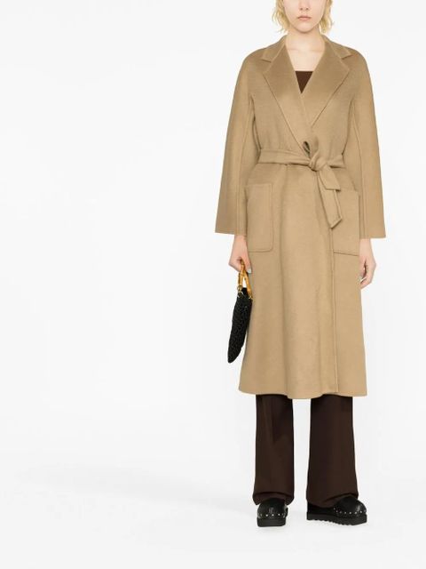 Max Mara belted-waist cashmere coat - Neutrals