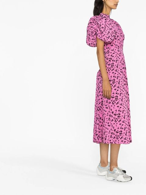 ROTATE BIRGER CHRISTENSEN jacquard puff-sleeve midi dress - Pink