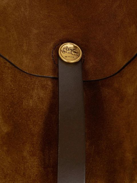 ETRO Pony embroidery suede maxi shoulder bag - Brown