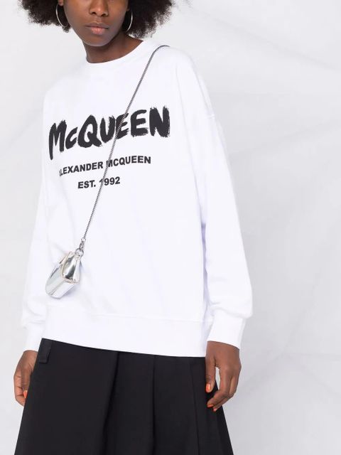 Alexander McQueen logo-print cotton sweatshirt - White