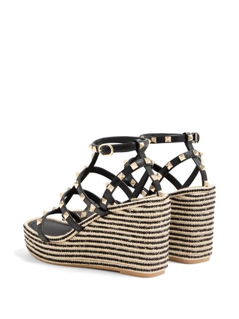 Valentino Garavani Rockstud striped espadrilles - Black