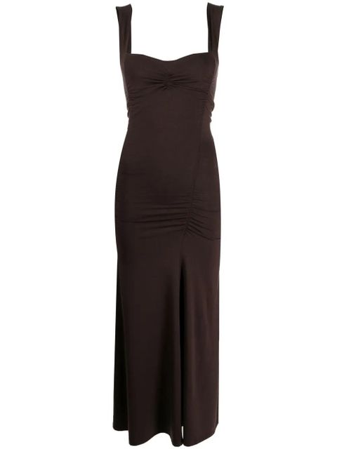Reformation Suvi ruched midi dress - Brown - zdjęcie produktu nr 1