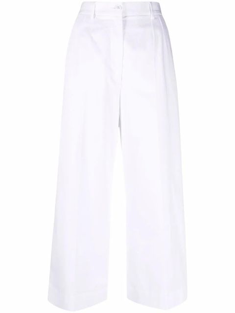 Dolce & Gabbana logo-buttons wide leg cropped trousers - White - zdjęcie produktu nr 1