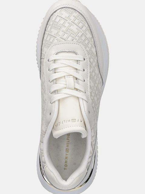 Tommy Hilfiger sneakersy skórzane CHIC MONOGRAM RUNNER damskie kolor beżowy FW0FW09051