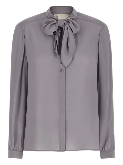 Tory Burch Georgette bow mandarin collar blouse - Grey - zdjęcie produktu nr 1