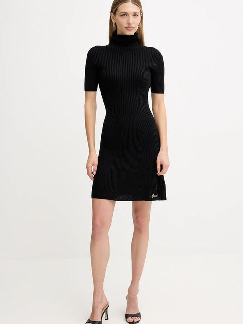 Guess sukienka z dodatkiem wełny JULIA kolor czarny mini dopasowana W5BK78 Z3OW2