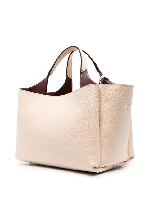 Tod's logo-plaque leather tote bag - Neutrals