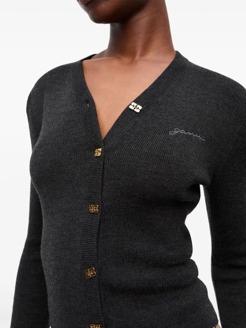 GANNI logo-embroidered cardigan - Black - zdjęcie produktu nr 2