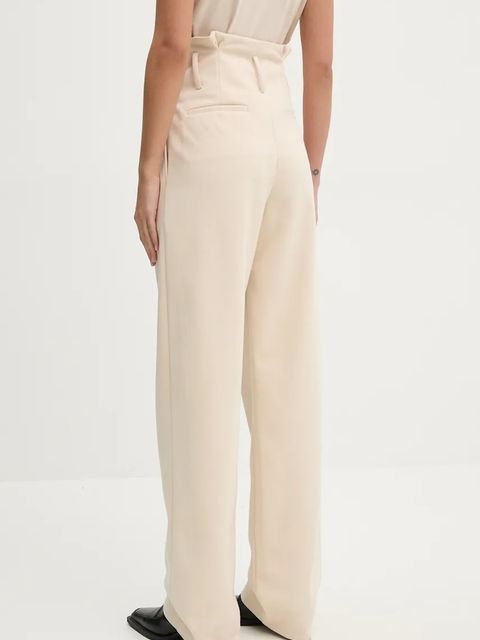 IRO spodnie damskie kolor beżowy proste high waist WM23KOTEL