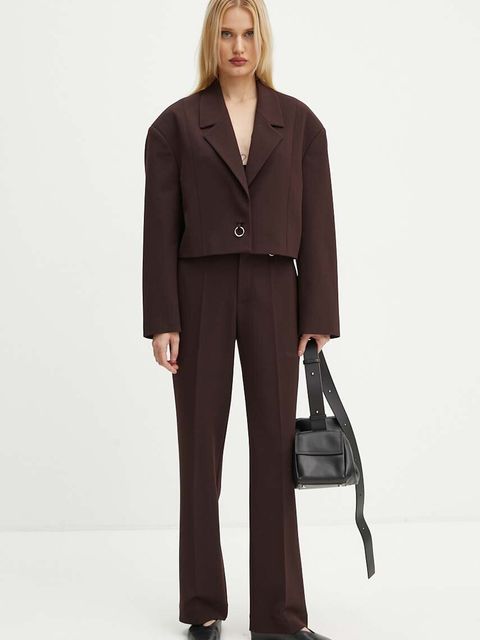 AERON marynarka kolor brązowy oversize gładka PFBL079511