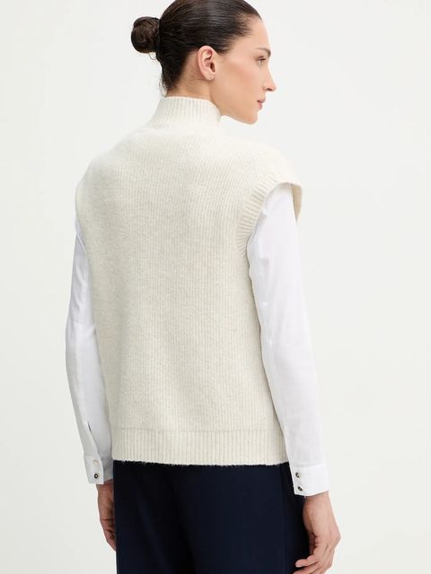 Morgan kamizelka z domieszką wełny damski kolor beżowy z półgolfem MSARA - zdjęcie produktu nr 2