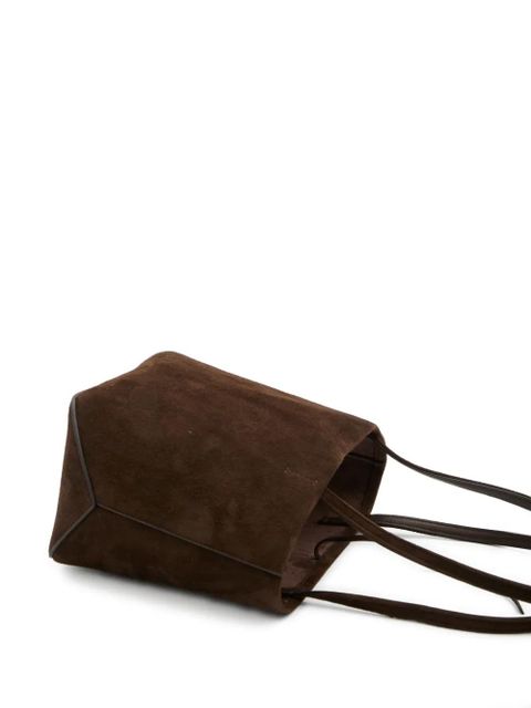 The Row geometric suede leather tote - Brown