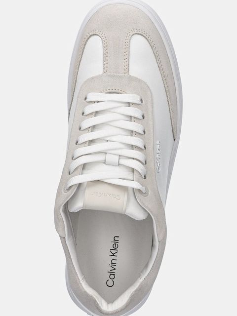 Calvin Klein sneakersy skórzane CUPSOLE LACE UP - LTH SUE MIX