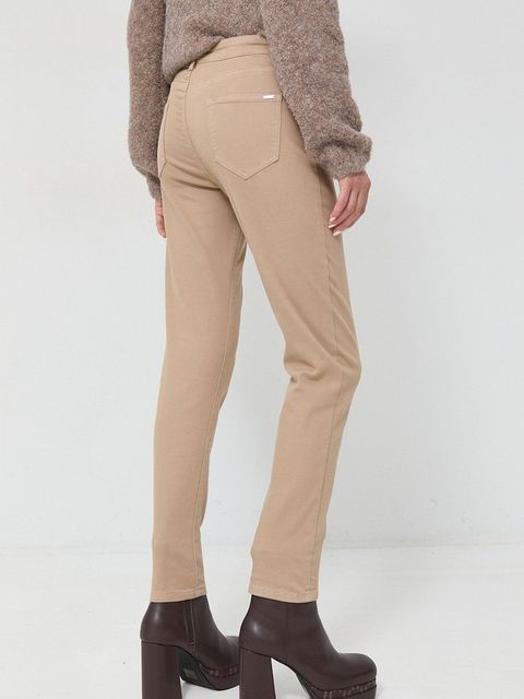 Morgan spodnie PETRA1 damskie kolor beżowy dopasowane high waist
