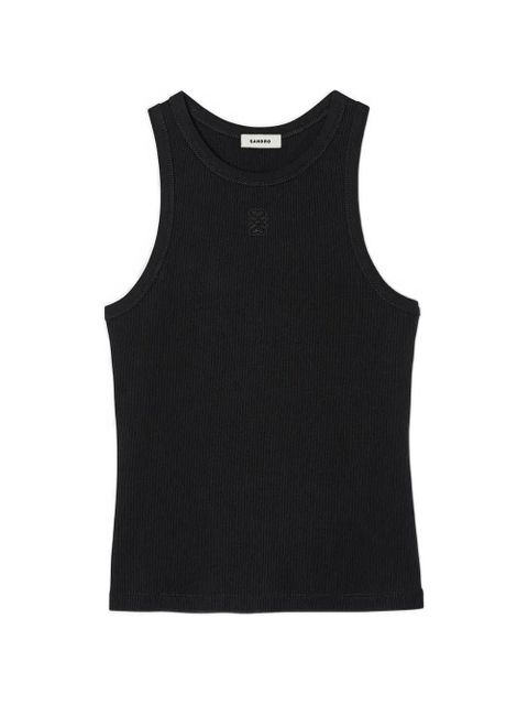SANDRO logo-embroidered ribbed tank top - Black - zdjęcie produktu nr 1