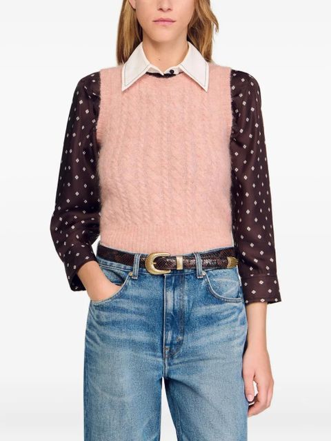 SANDRO cable-knit sleeveless vest - Pink