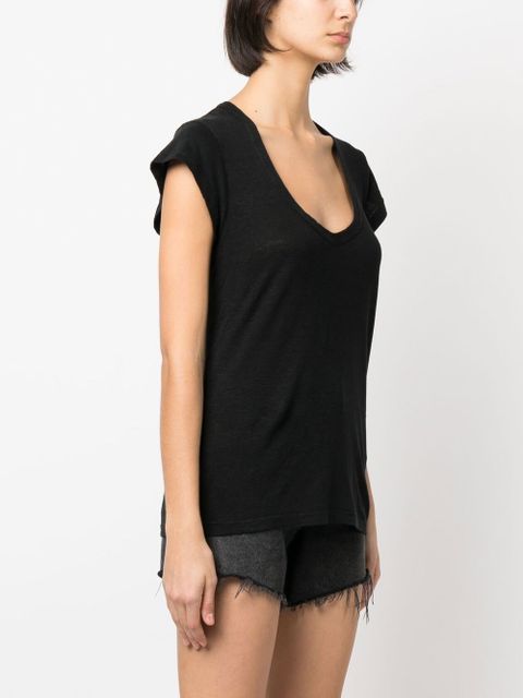 MARANT ÉTOILE Zankou linen short-sleeve top - Black
