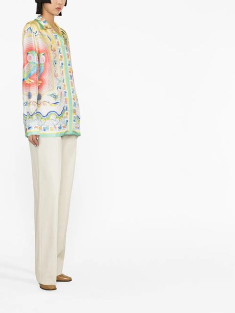 Casablanca Souvenir-print silk shirt - Yellow