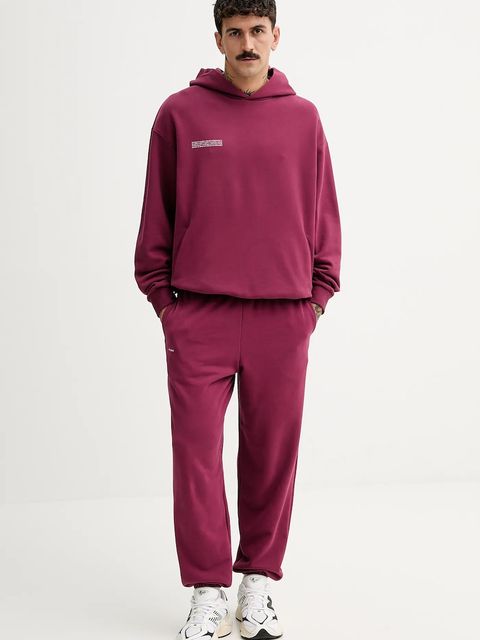 Pangaia spodnie dresowe bawełniane kolor bordowy gładkie 10000295 - zdjęcie produktu nr 2